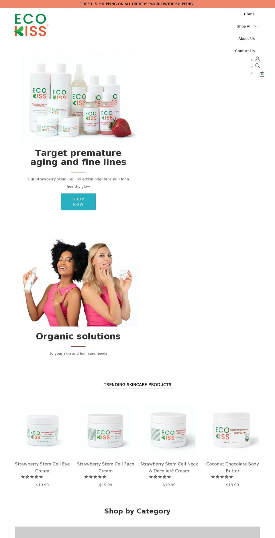 ecokiss.com shopify website screenshot