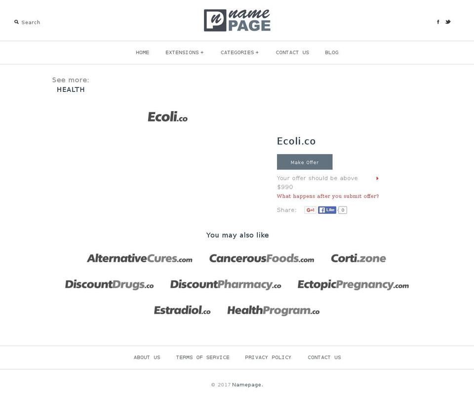 ecoli.co shopify website screenshot