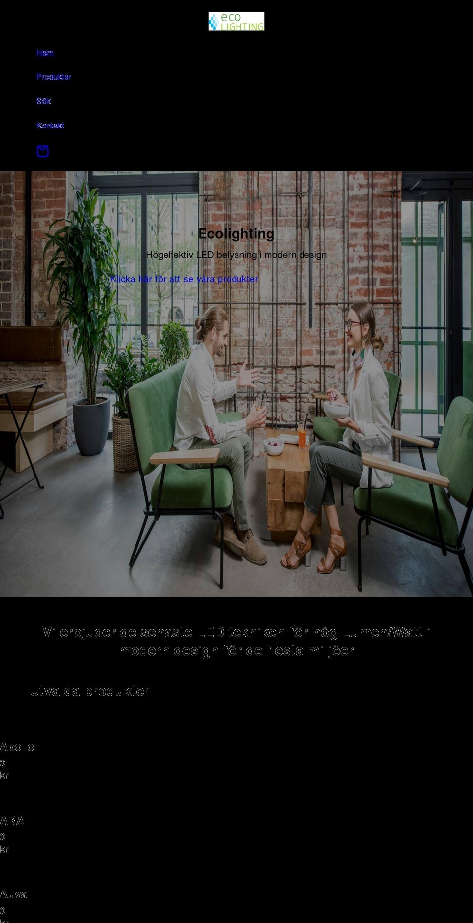 ecolighting.se shopify website screenshot