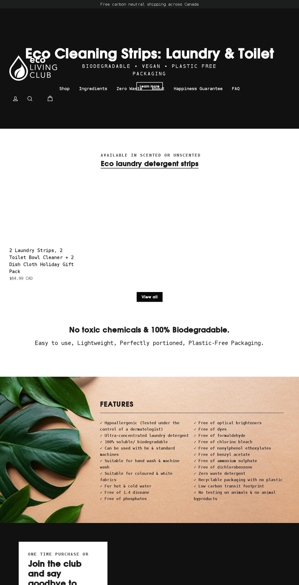 ecolivingclub.com shopify website screenshot