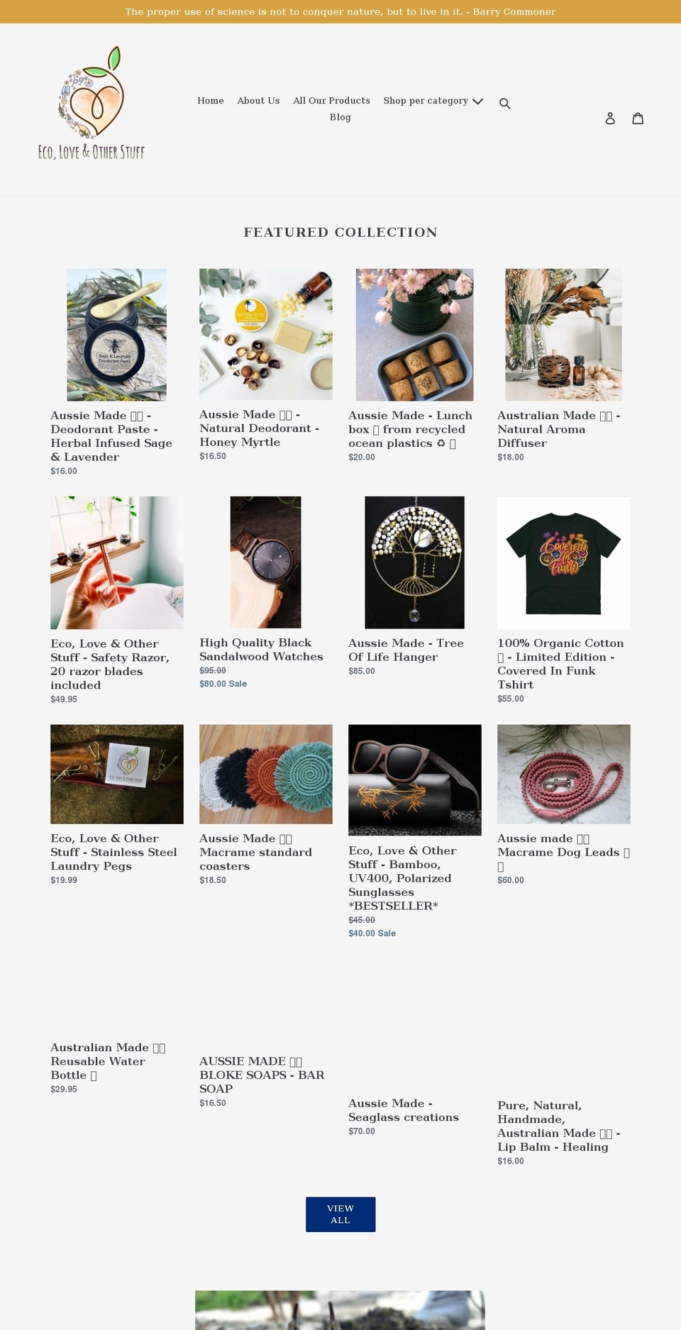 ecoloveandotherstuff.com shopify website screenshot