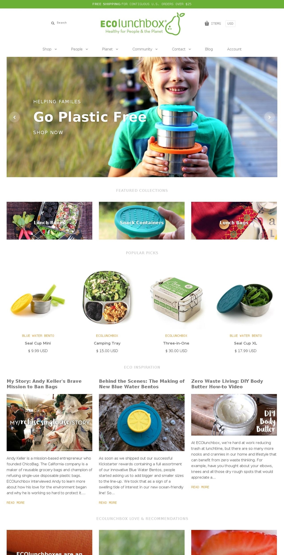 ecolunchbox.net shopify website screenshot