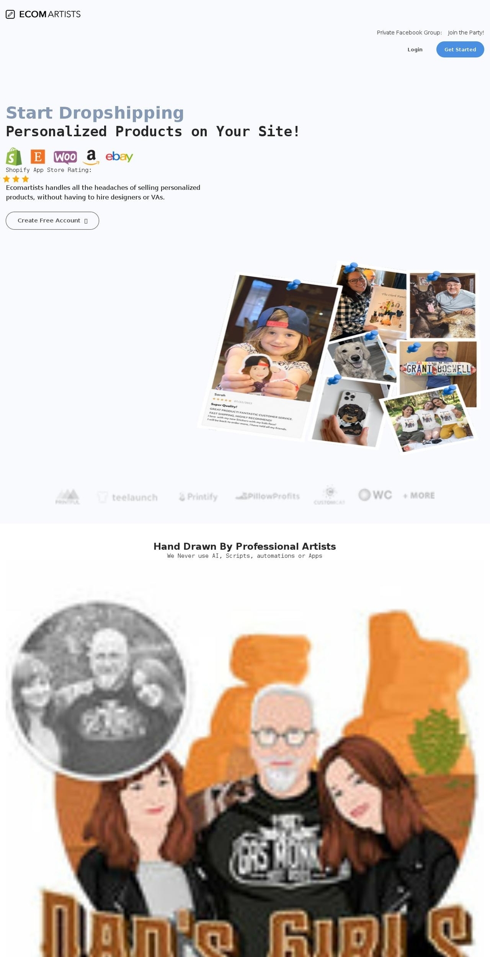 ecomartists.com shopify website screenshot