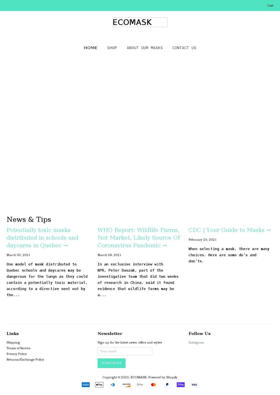 ecomaskwear.com shopify website screenshot