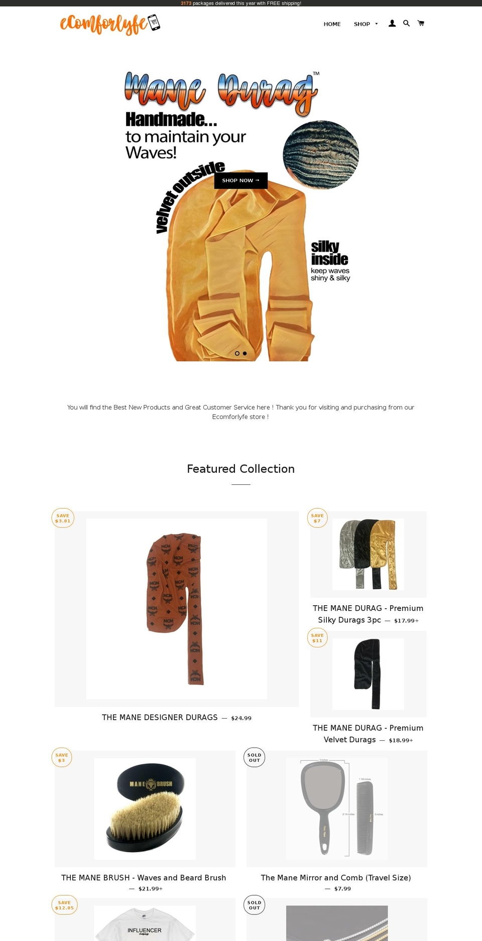 ecomforlyfe.com shopify website screenshot