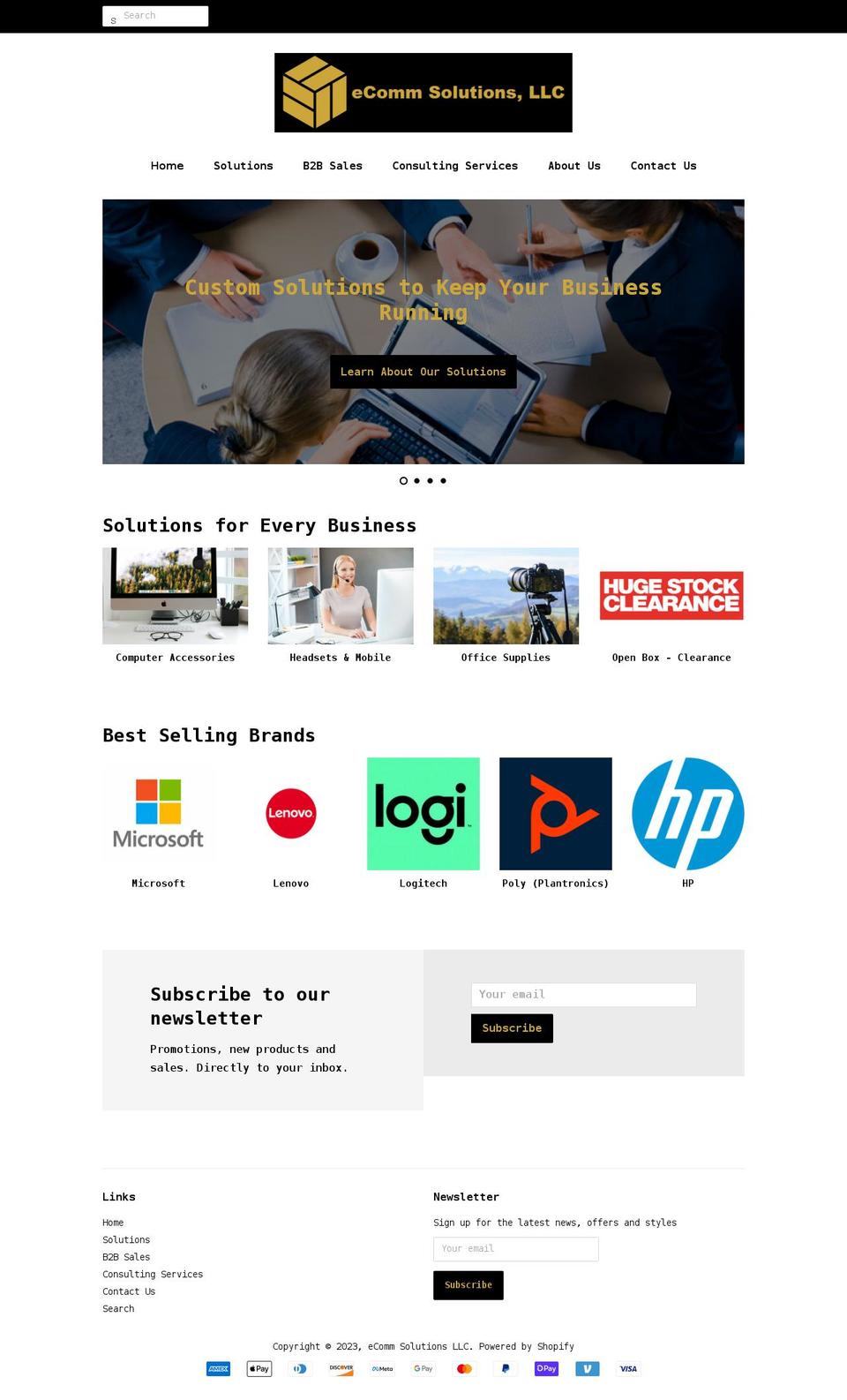 ecommsolutionsllc.com shopify website screenshot
