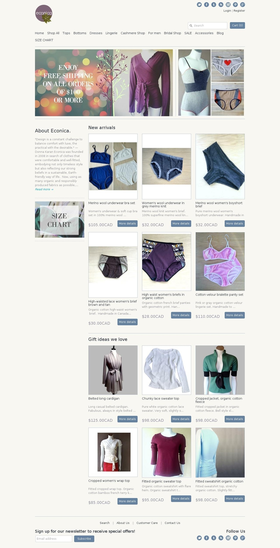 Dawn Shopify theme site example econica.ca