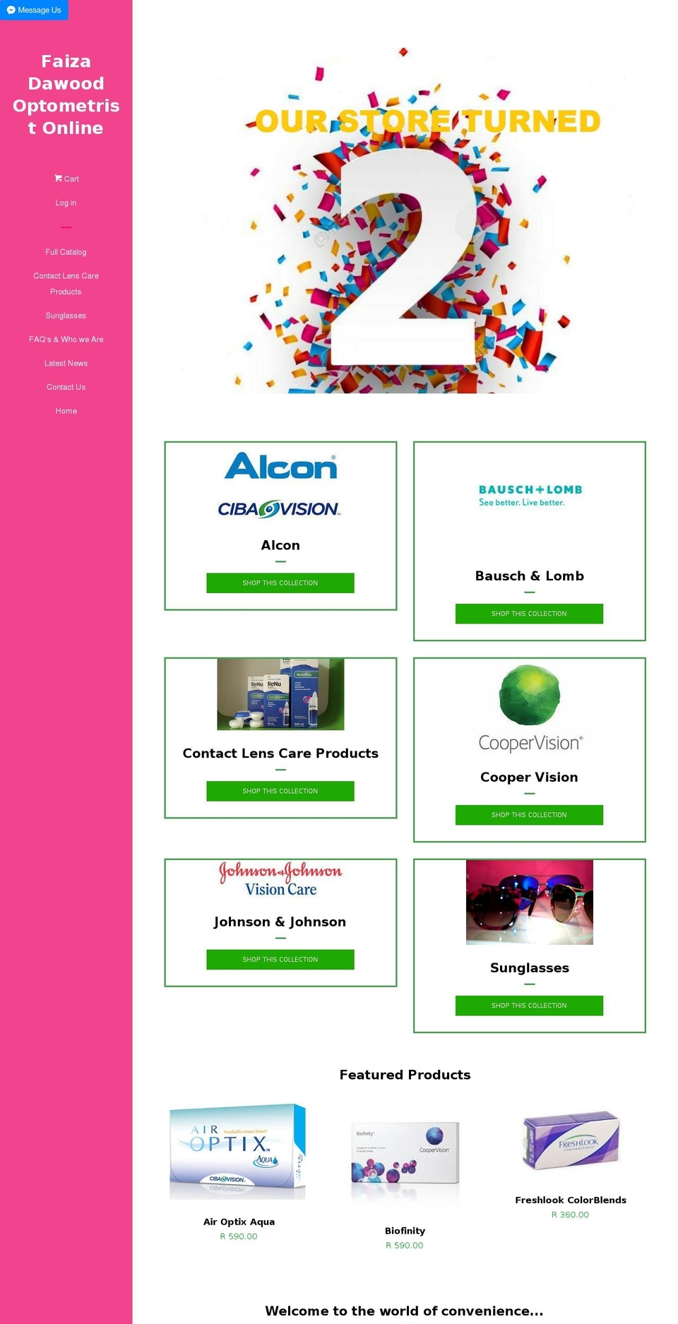 econtactlensstore.com shopify website screenshot