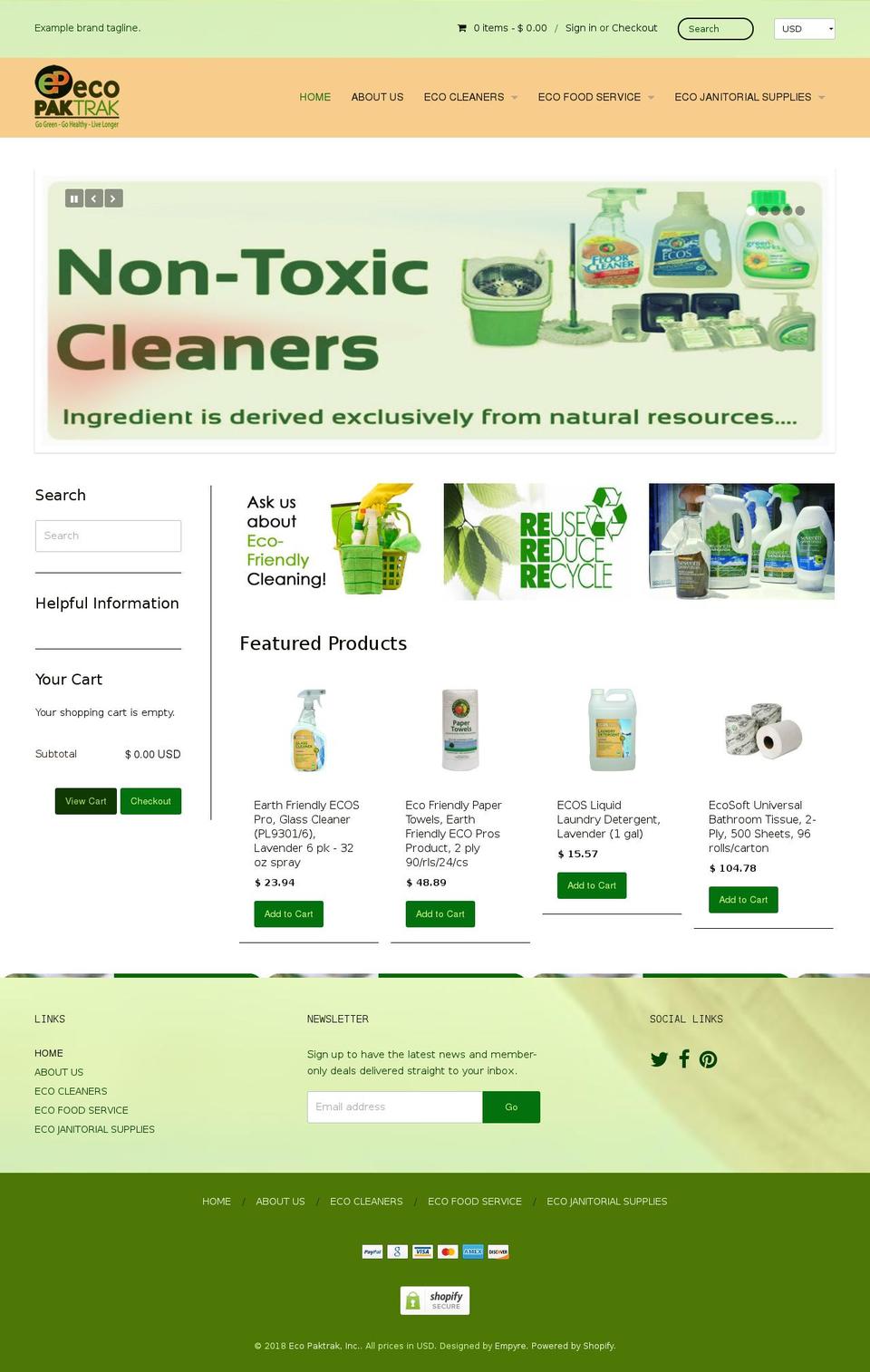 ecopaktrak.com shopify website screenshot
