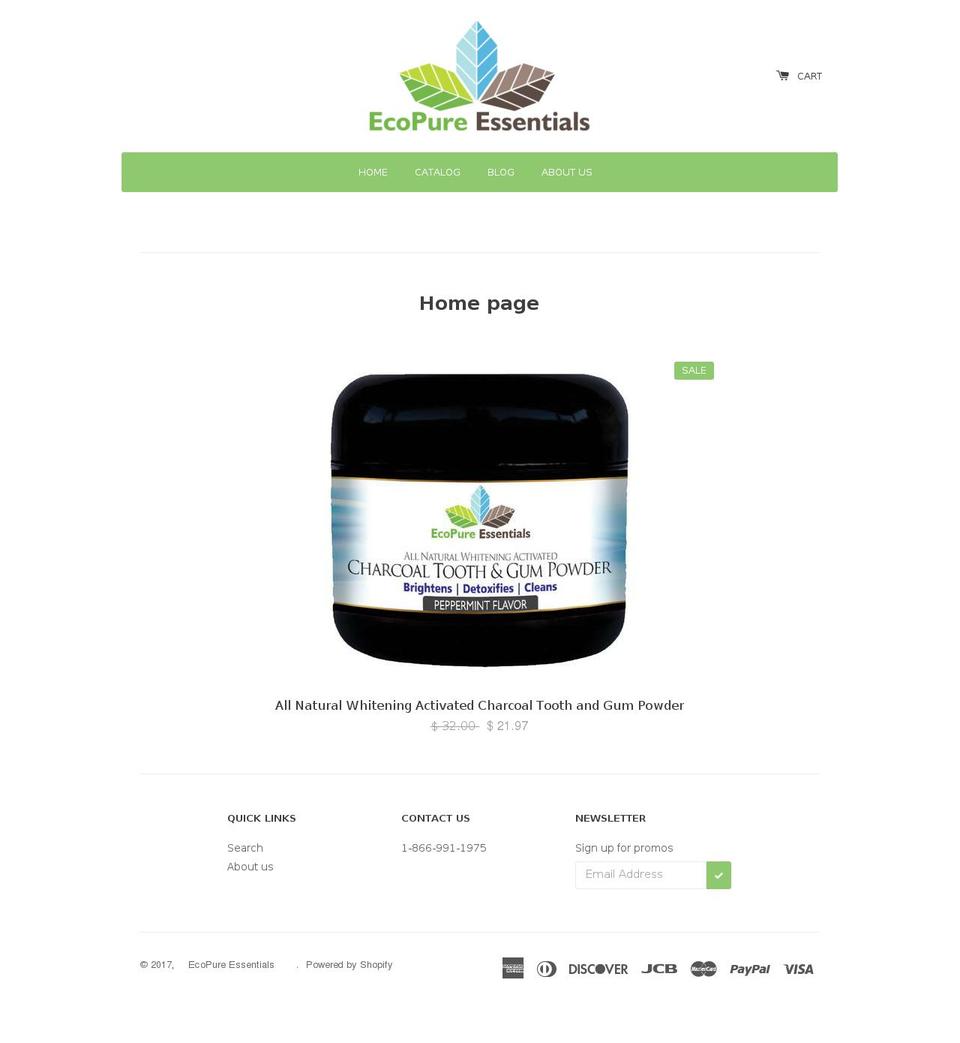 ecopureessentials.com shopify website screenshot
