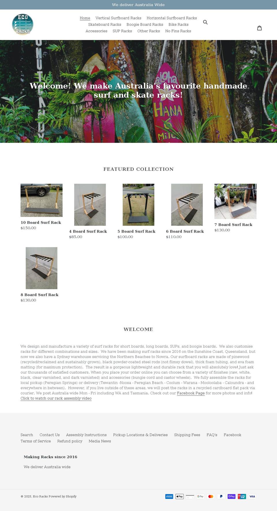 ecoracks.com.au shopify website screenshot