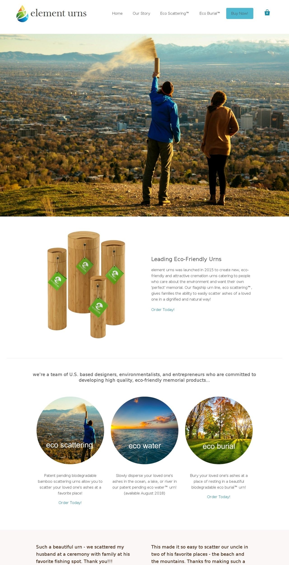 Element Urns Theme Shopify theme site example ecoscatter.com