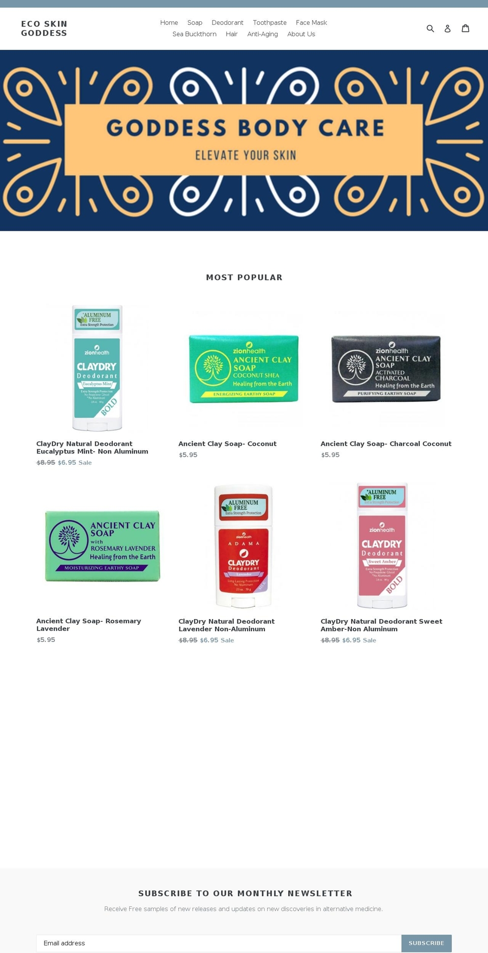 ecoskingoddess.com — Shopify storefront screenshot