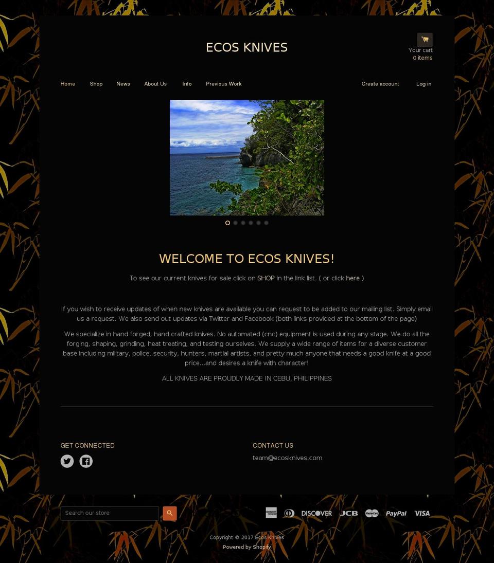 ecosknives.com shopify website screenshot
