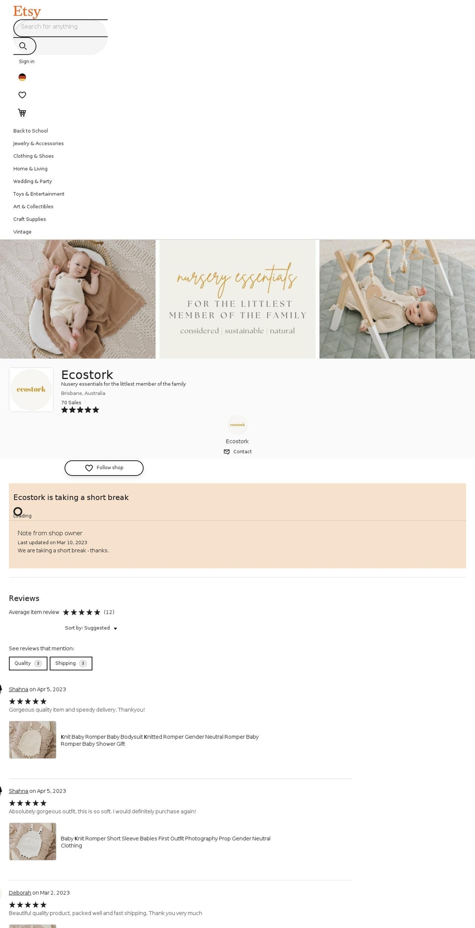 ecostork.com.au shopify website screenshot