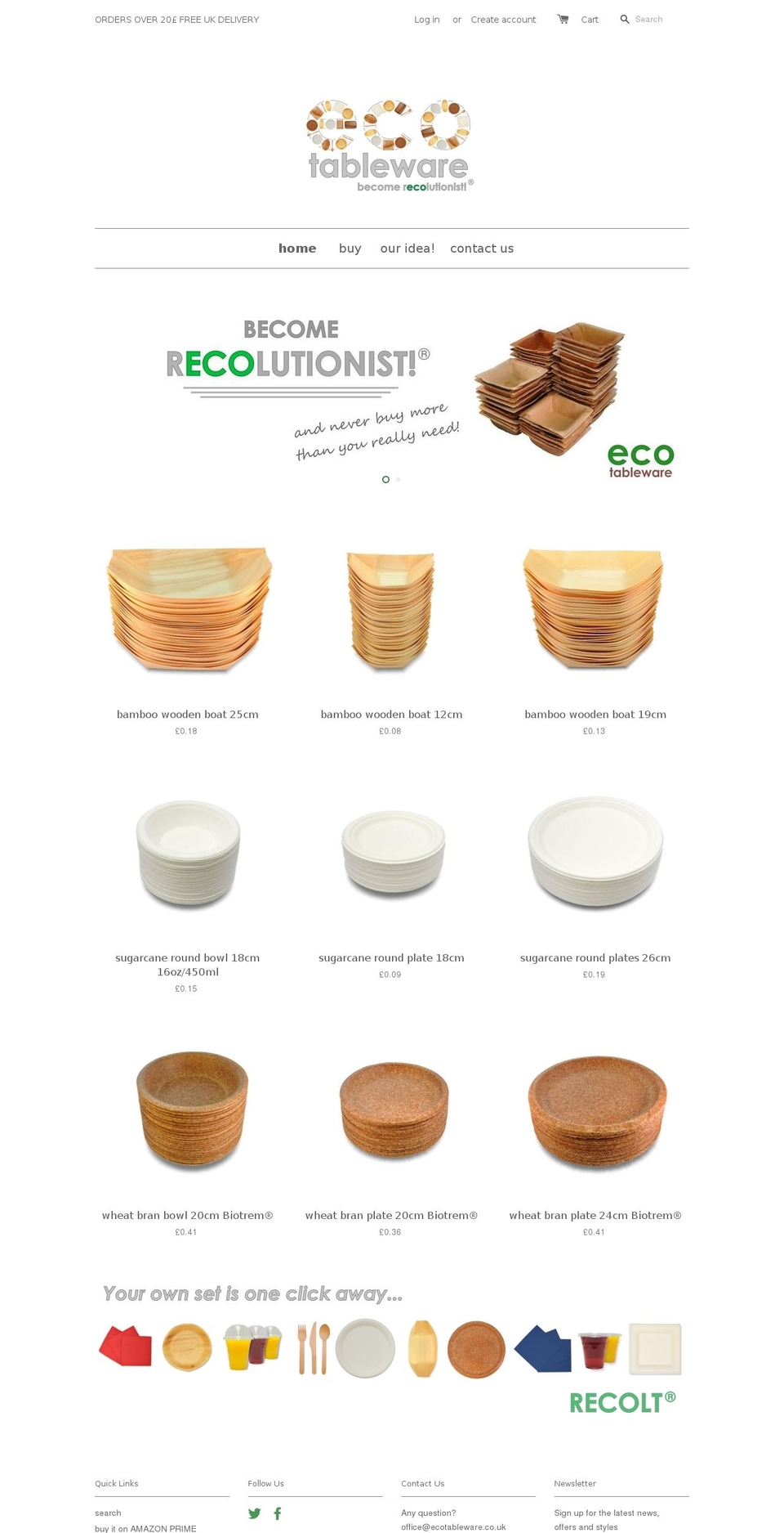 ecotableware.store shopify website screenshot