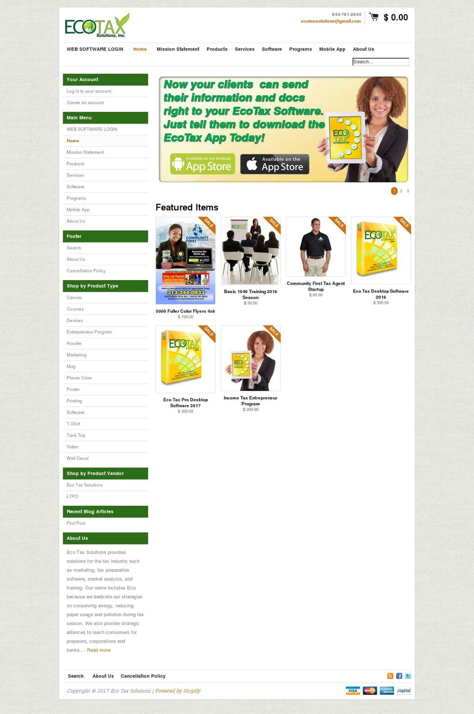 ecotaxshop.com shopify website screenshot