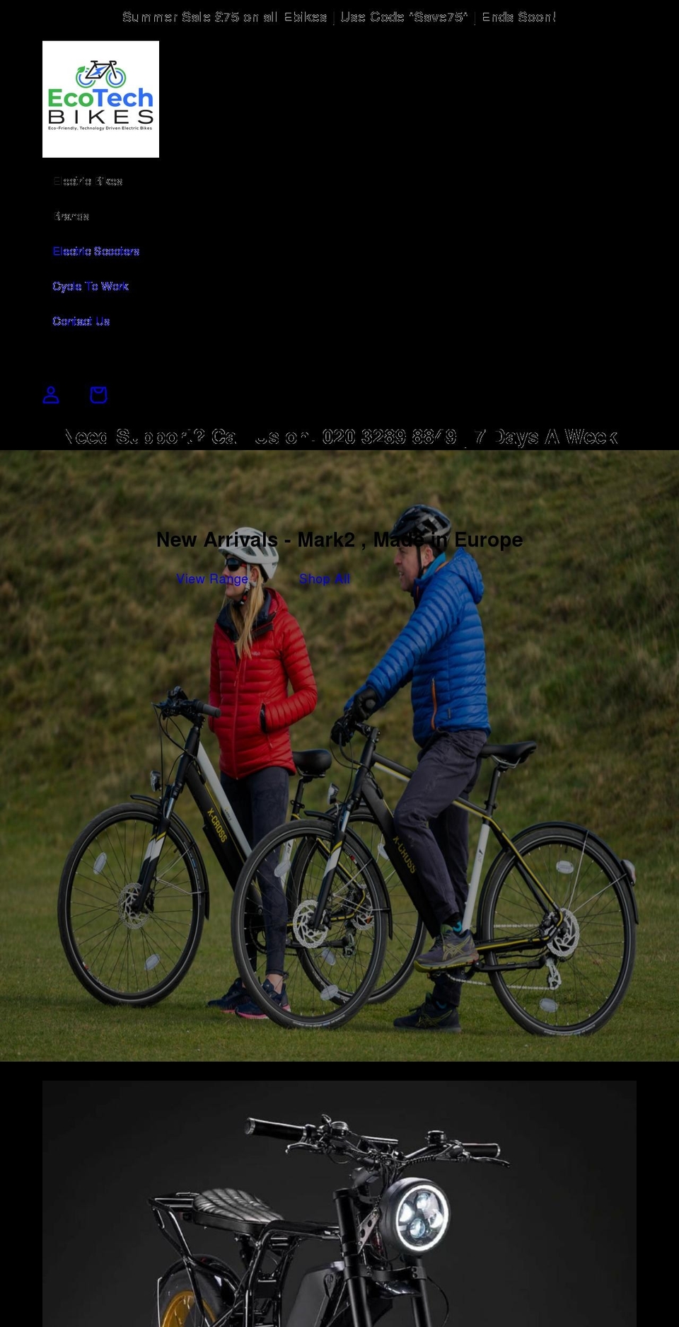 ecotechbikes.com shopify website screenshot