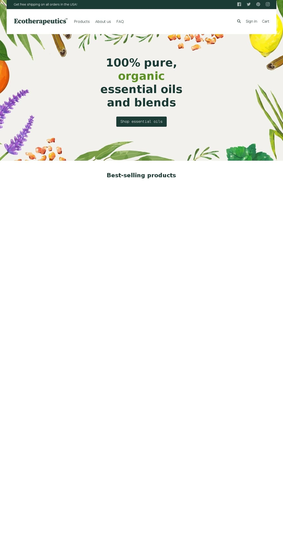 ecotherapeutics.com — Shopify storefront screenshot