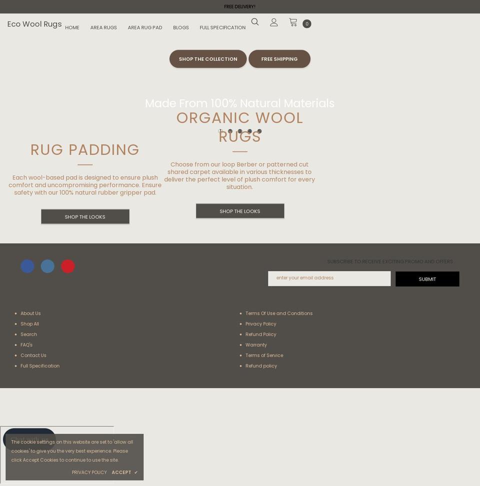 ecowoolrugs.com shopify website screenshot