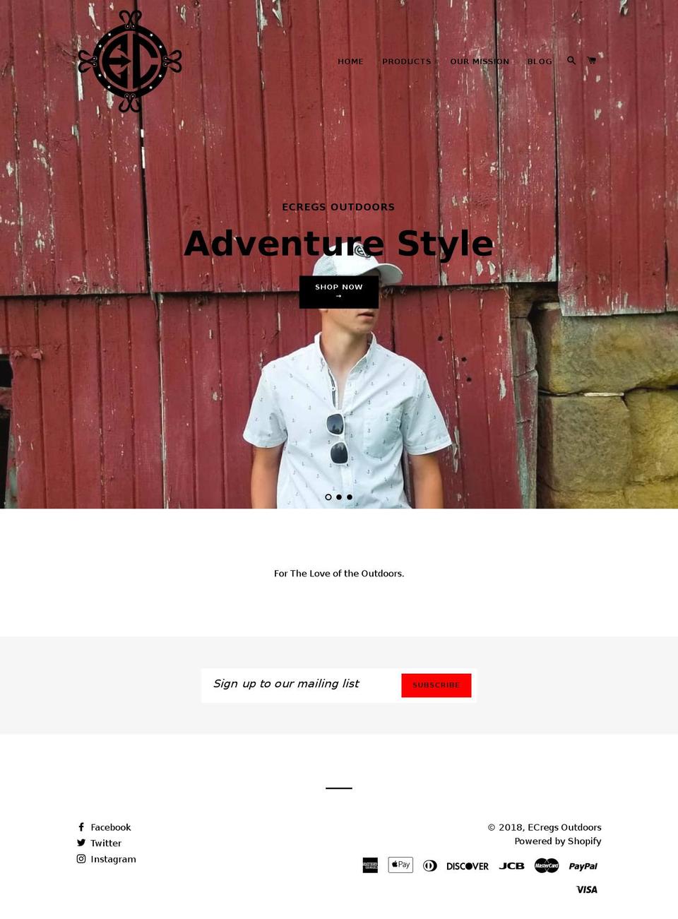 ecregsoutdoors.com — Shopify storefront screenshot