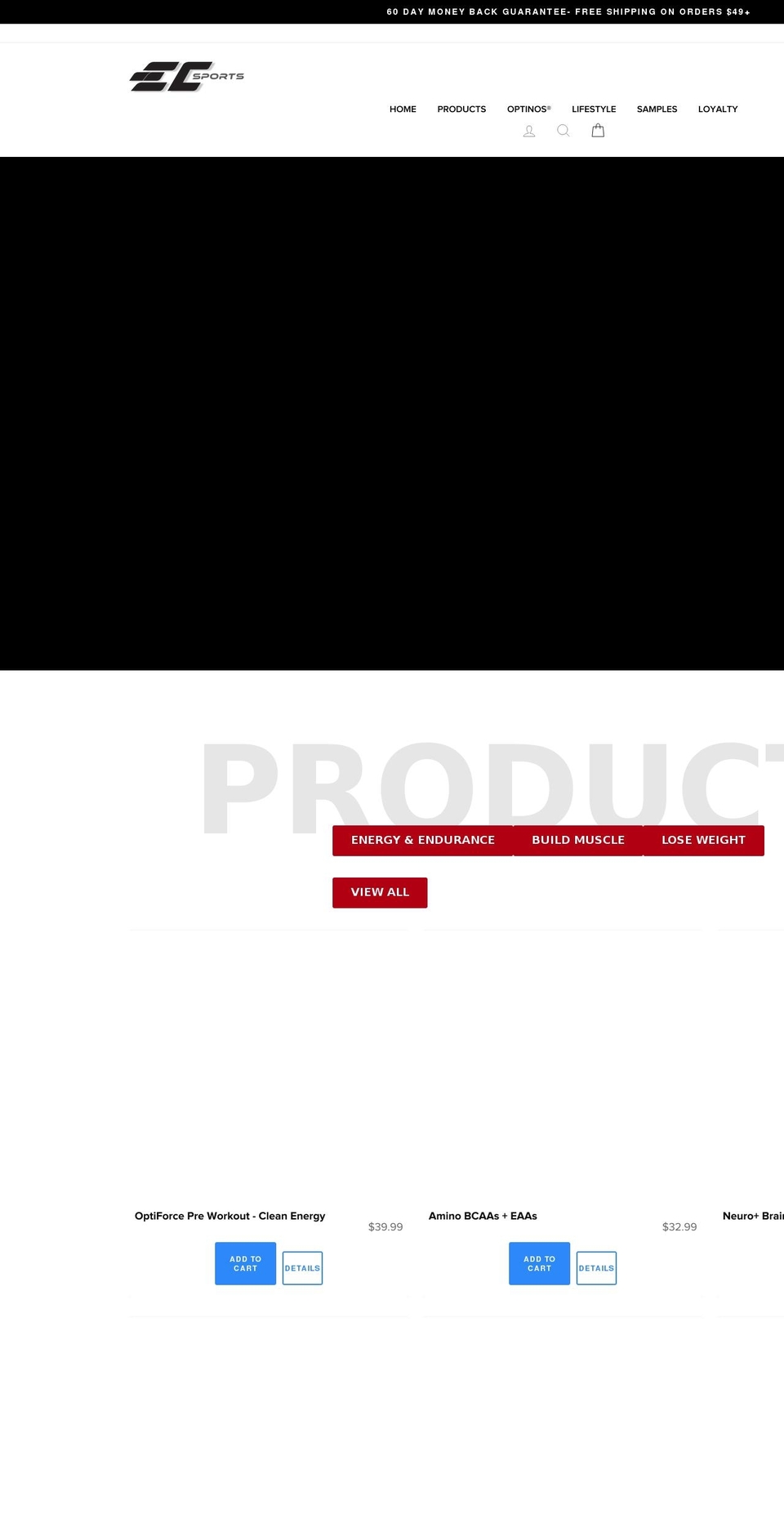 ecsportsusa.com shopify website screenshot
