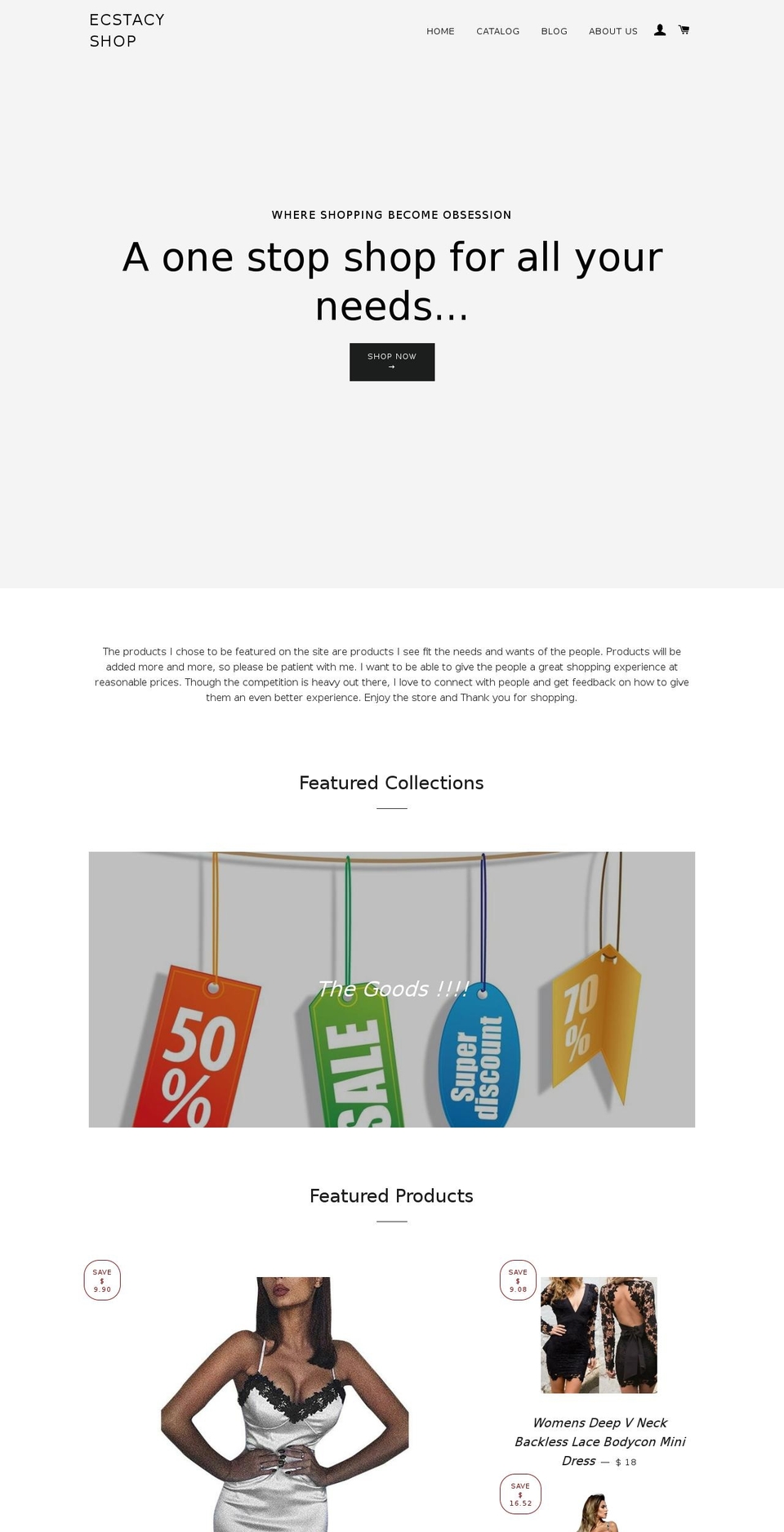 ecstacyshop.com — Shopify storefront screenshot