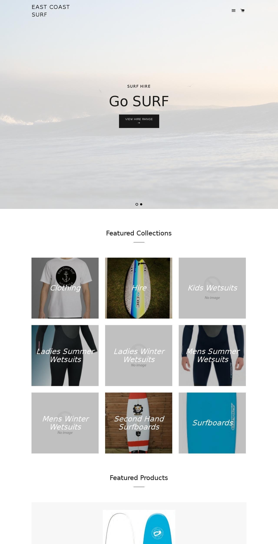 ecsurfhire.com shopify website screenshot