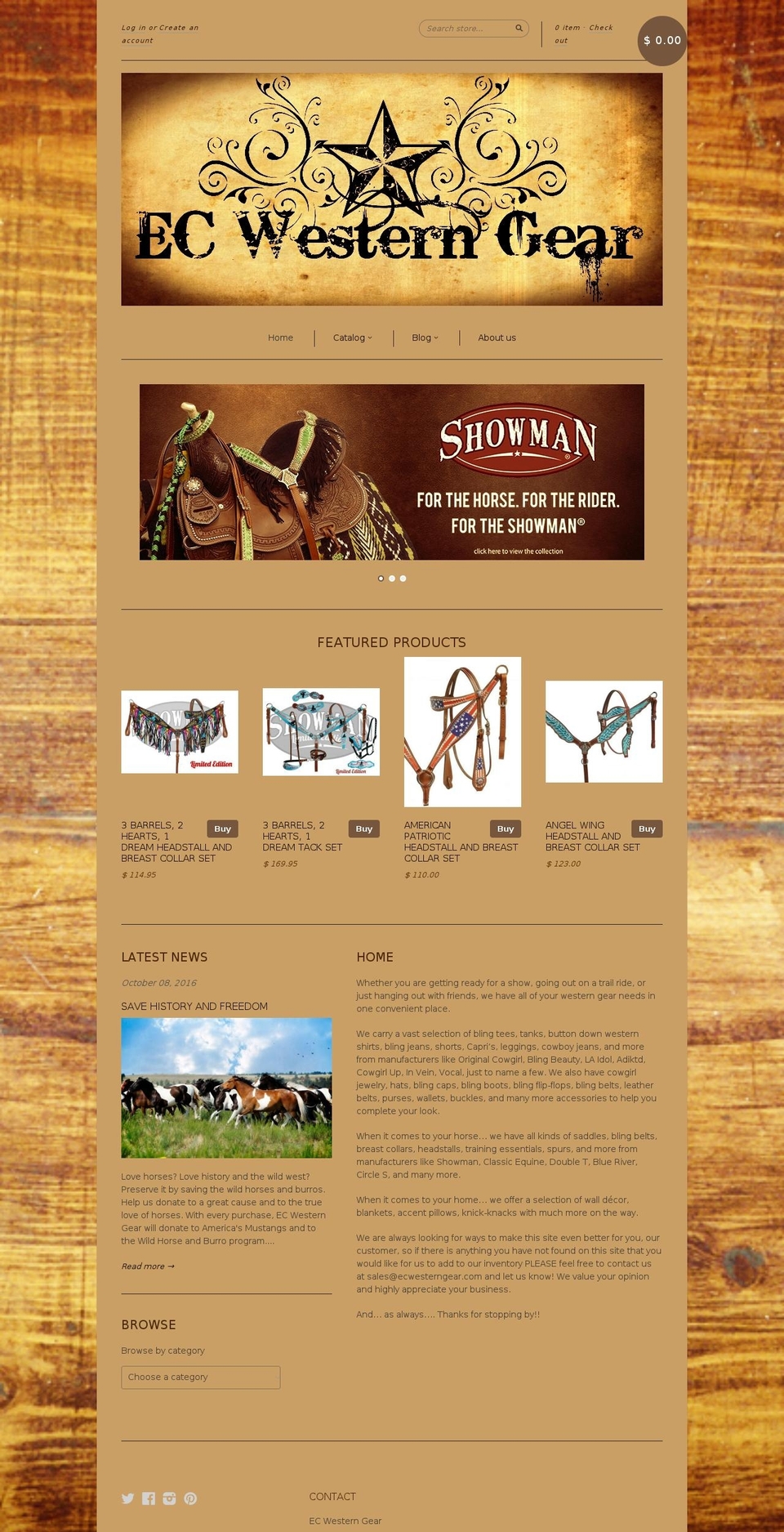 ecwesterngear.com shopify website screenshot