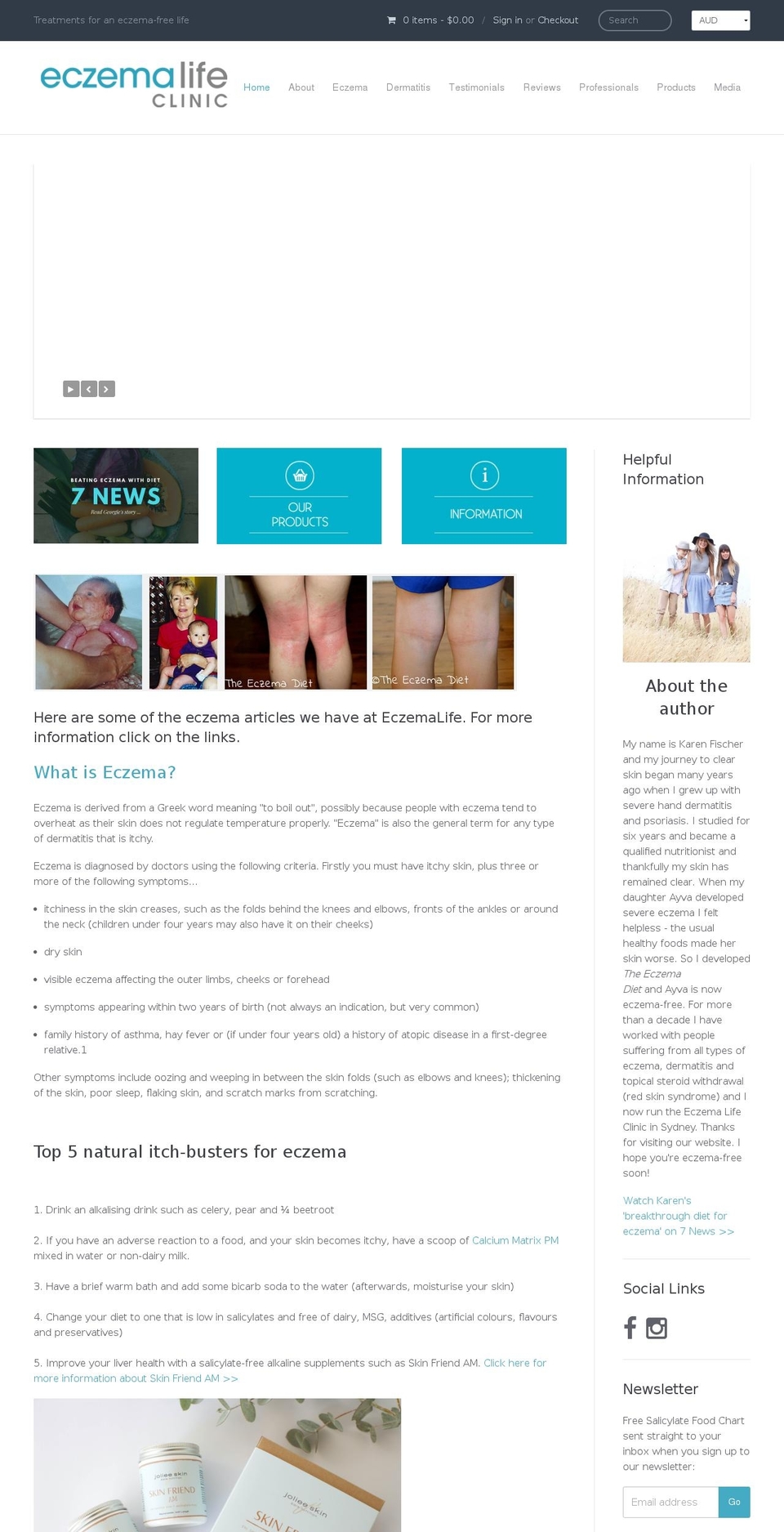 eczemalifeclinic.com shopify website screenshot