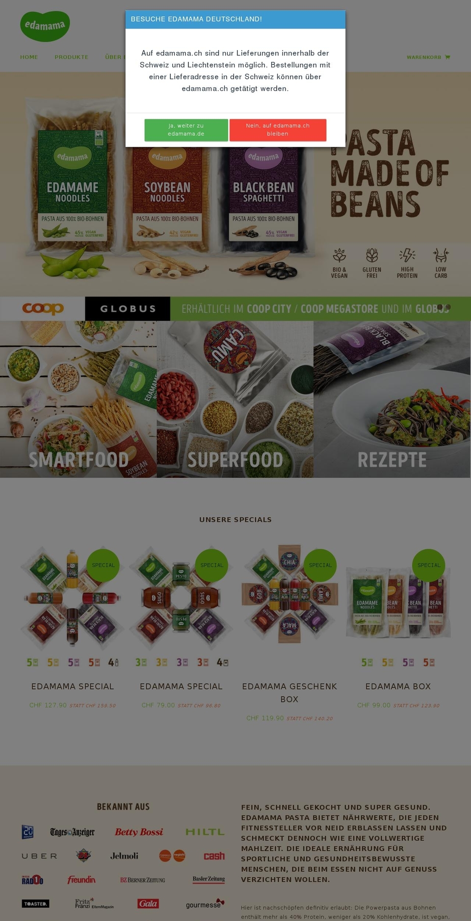 edamame-pasta.com shopify website screenshot