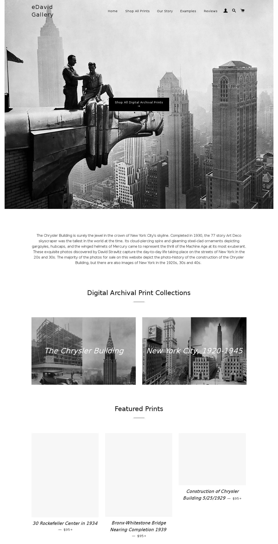 edavidgallery.com shopify website screenshot