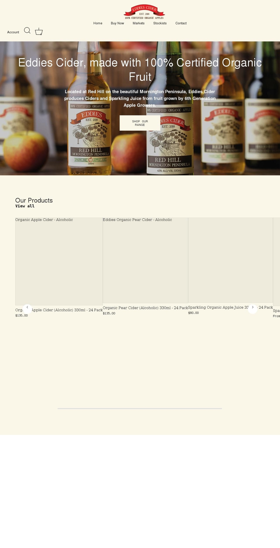 eddiescider.com.au shopify website screenshot