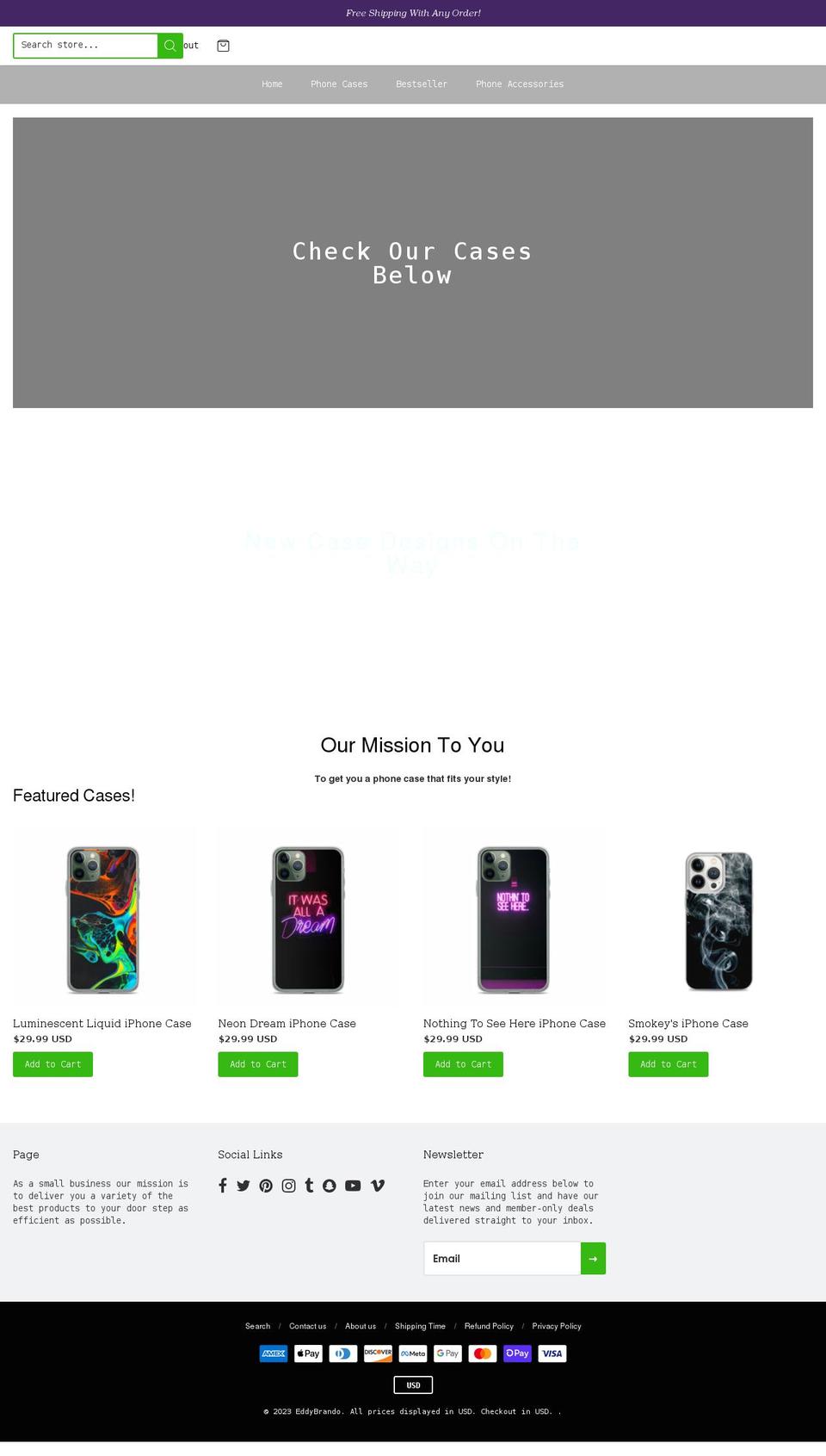 Current-theme Shopify theme site example eddybrandostore.com