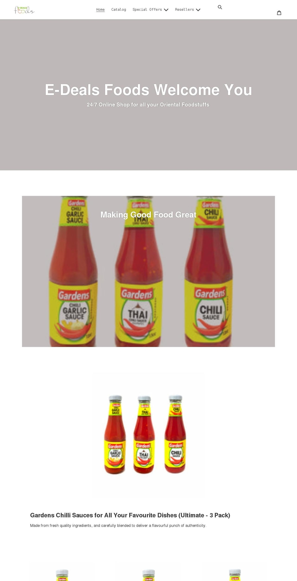 edeals-foods.co.uk shopify website screenshot