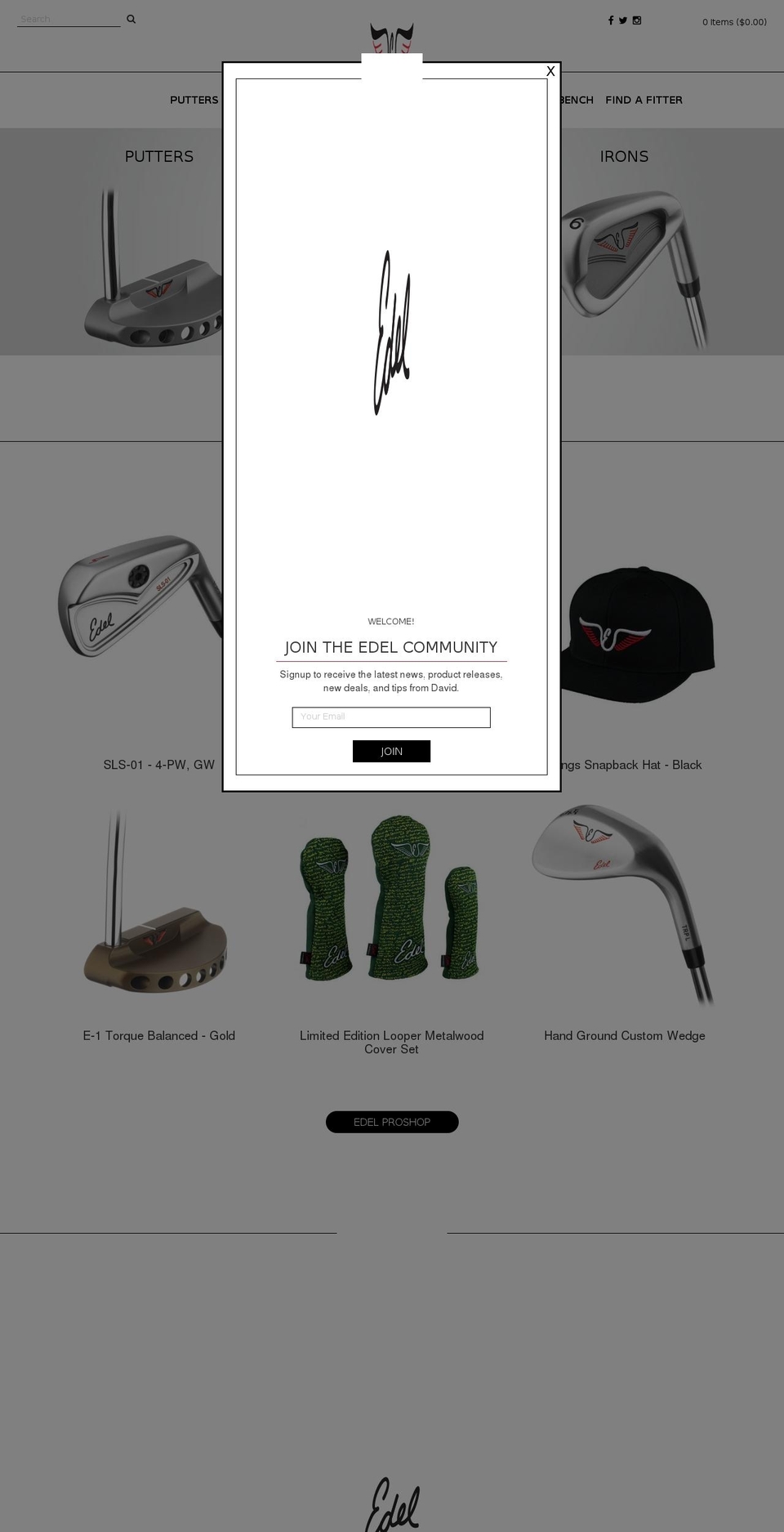 edelgolf.com shopify website screenshot