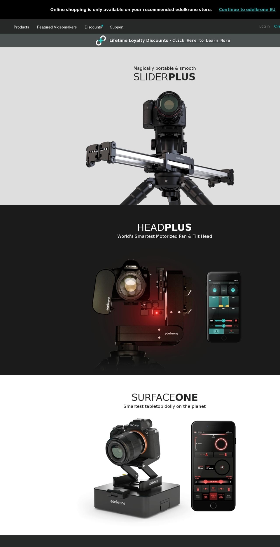 edelkrone Shopify theme site example edelkrone.com