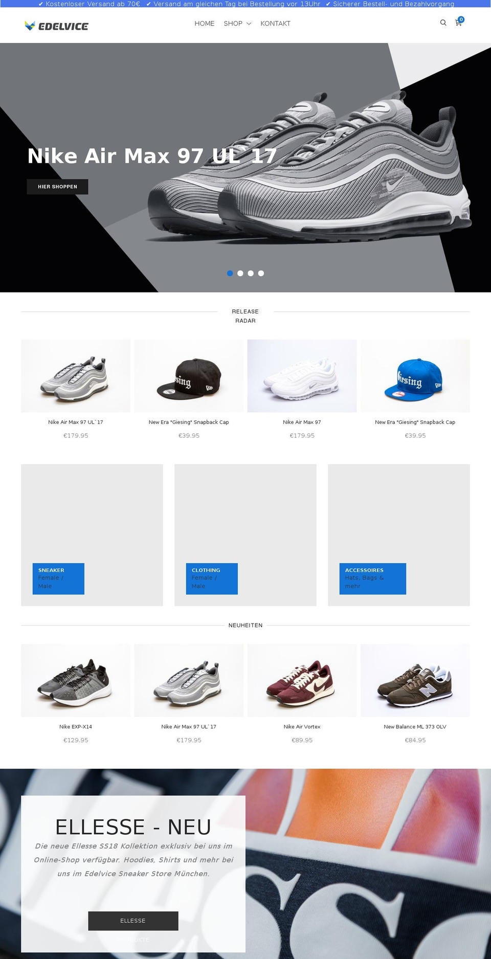 Working Discount Ninja Theme Shopify theme site example edelvice-store.de