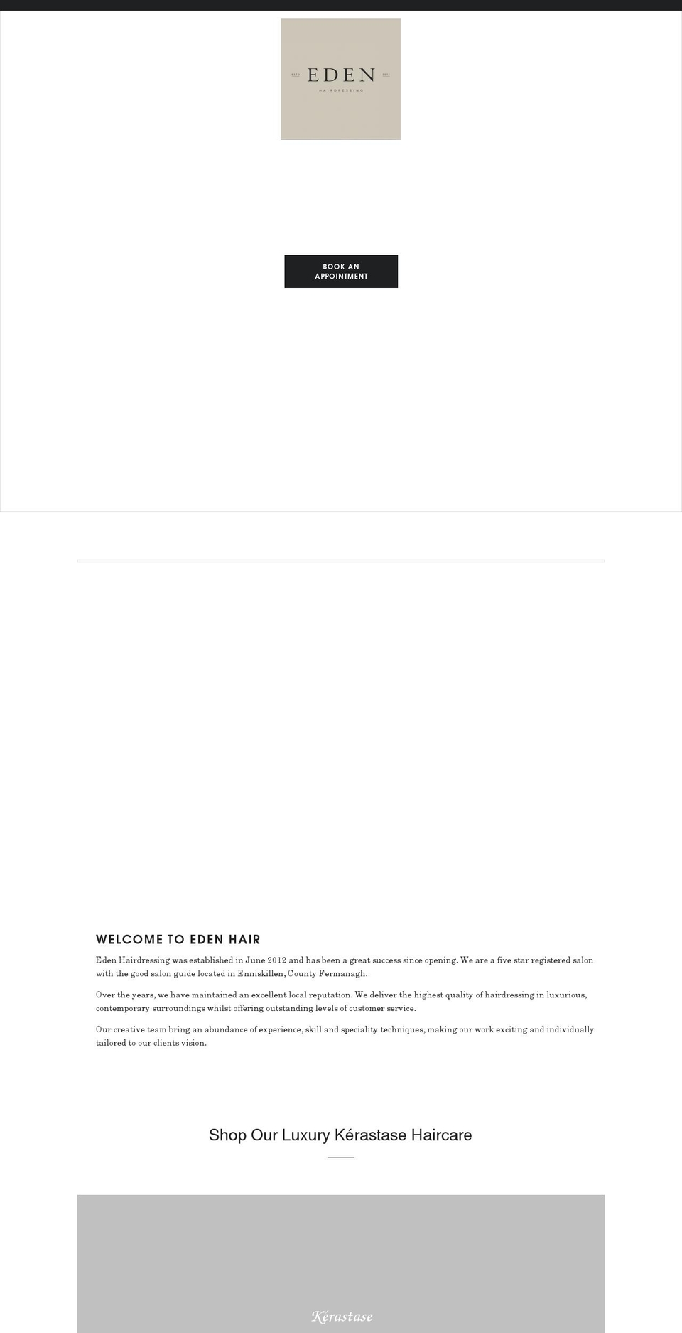 eden-hairdressing.com shopify website screenshot