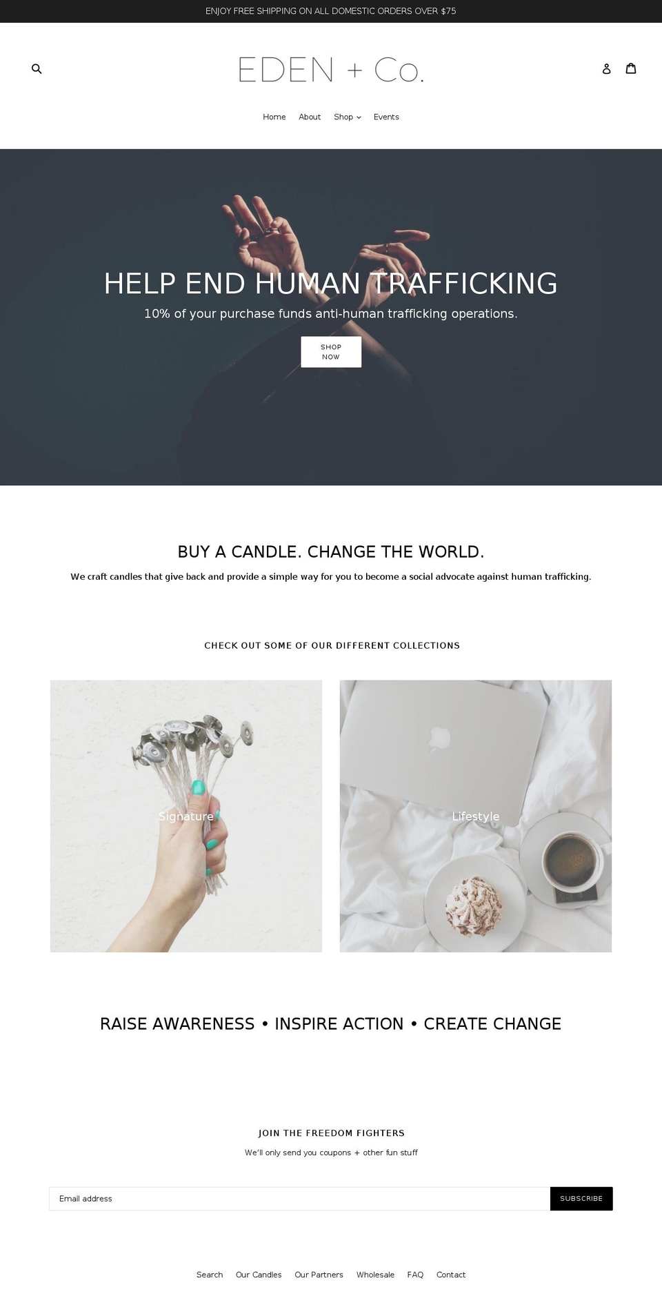 edenandcocandles.com — Shopify storefront screenshot