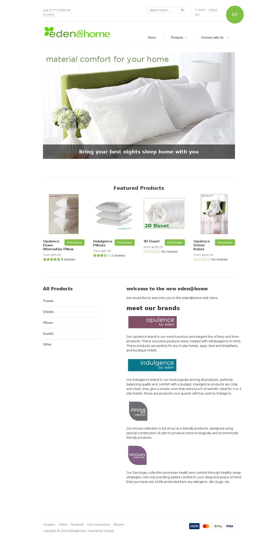 Eden@Home Shopify theme site example edenathomecollection.ca