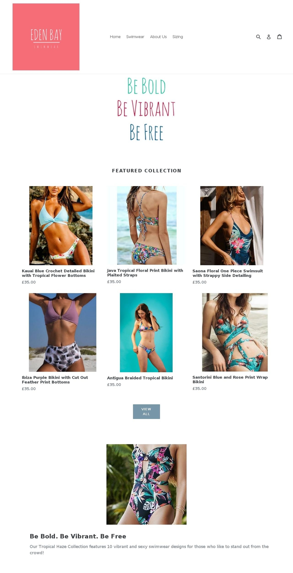 edenbayswimwear.com — Shopify storefront screenshot