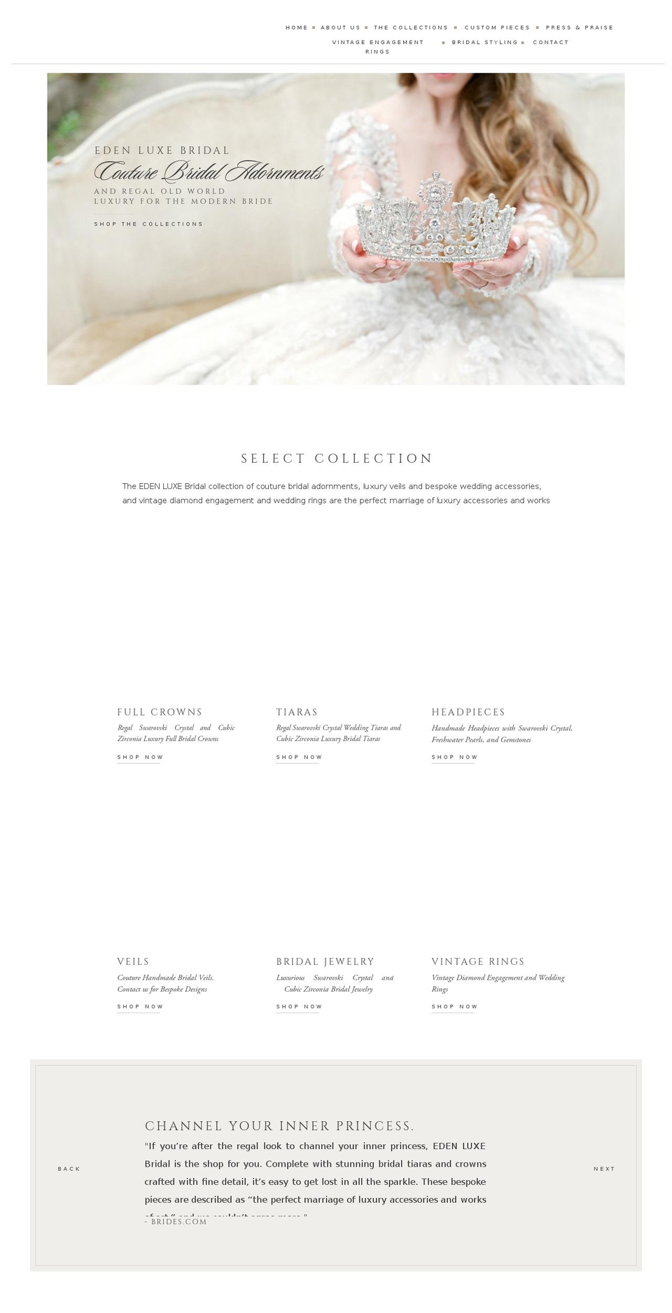 edenluxebridal.com shopify website screenshot