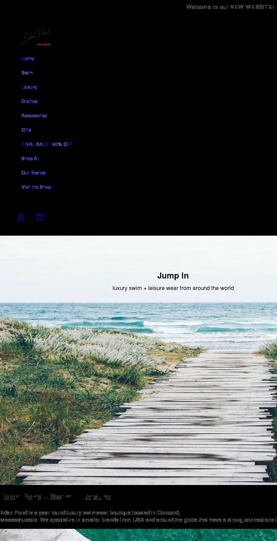 edenpondswim.com shopify website screenshot