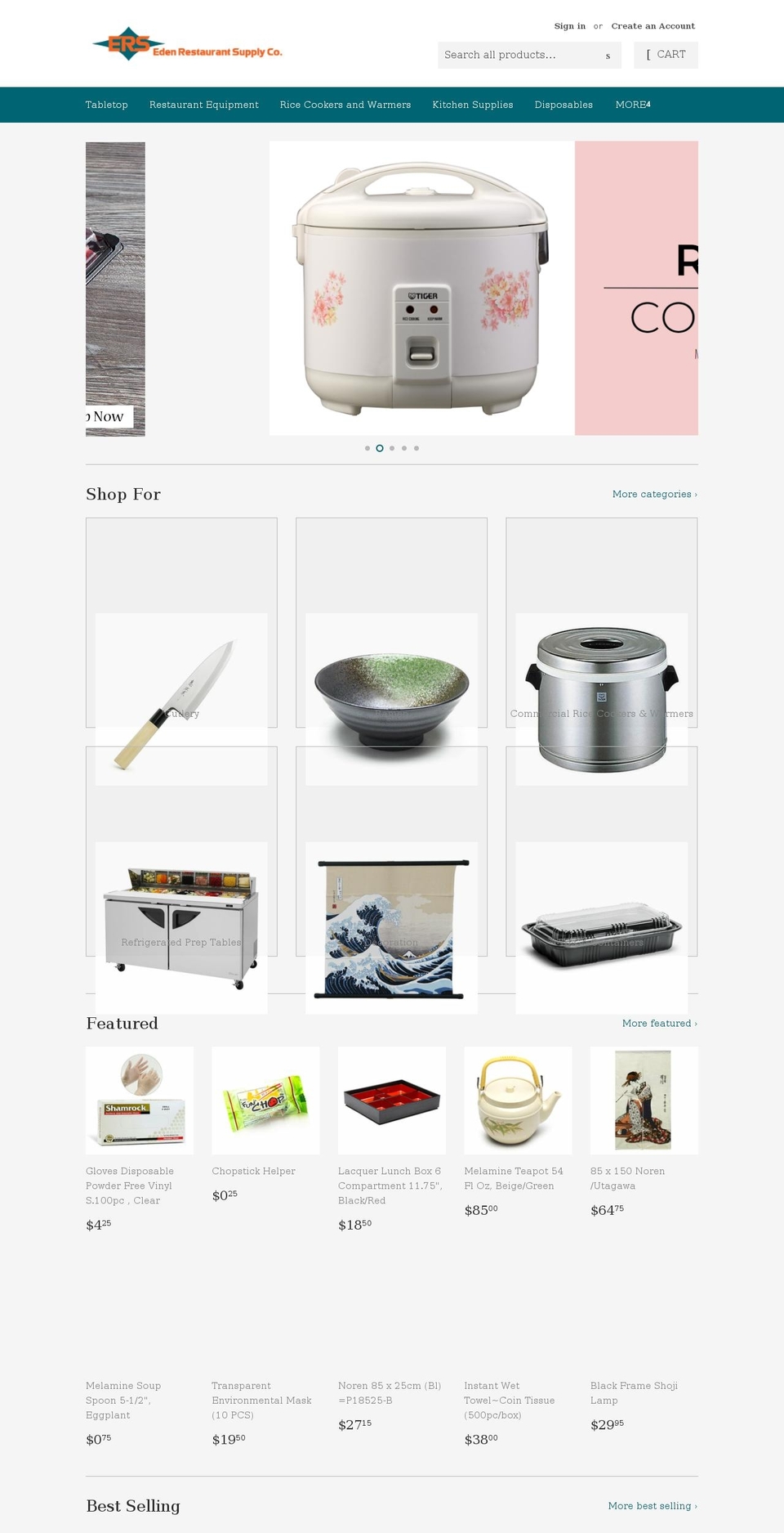 edenrestaurantsupply.com shopify website screenshot