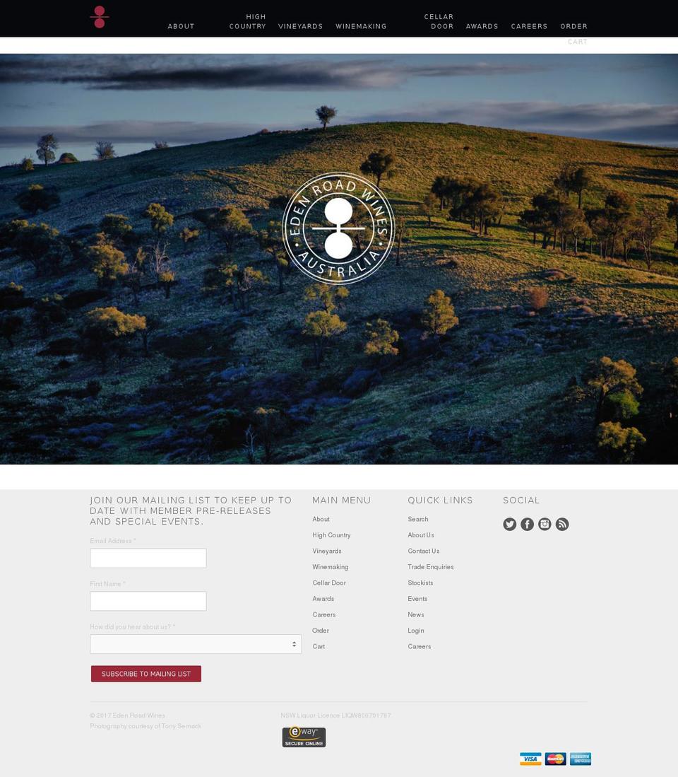 edenroadwines.com.au shopify website screenshot
