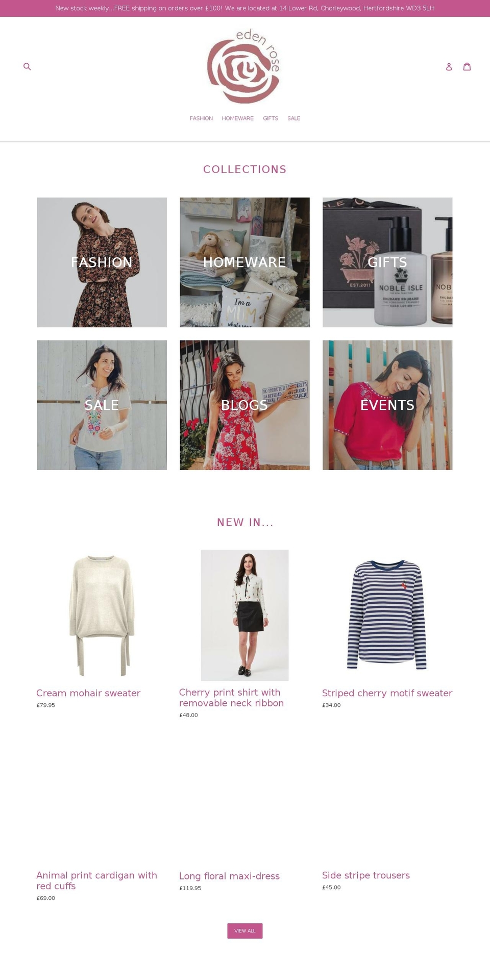 edenroseboutique.com shopify website screenshot
