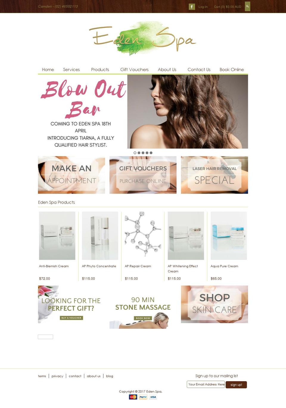 edenspas.com.au shopify website screenshot