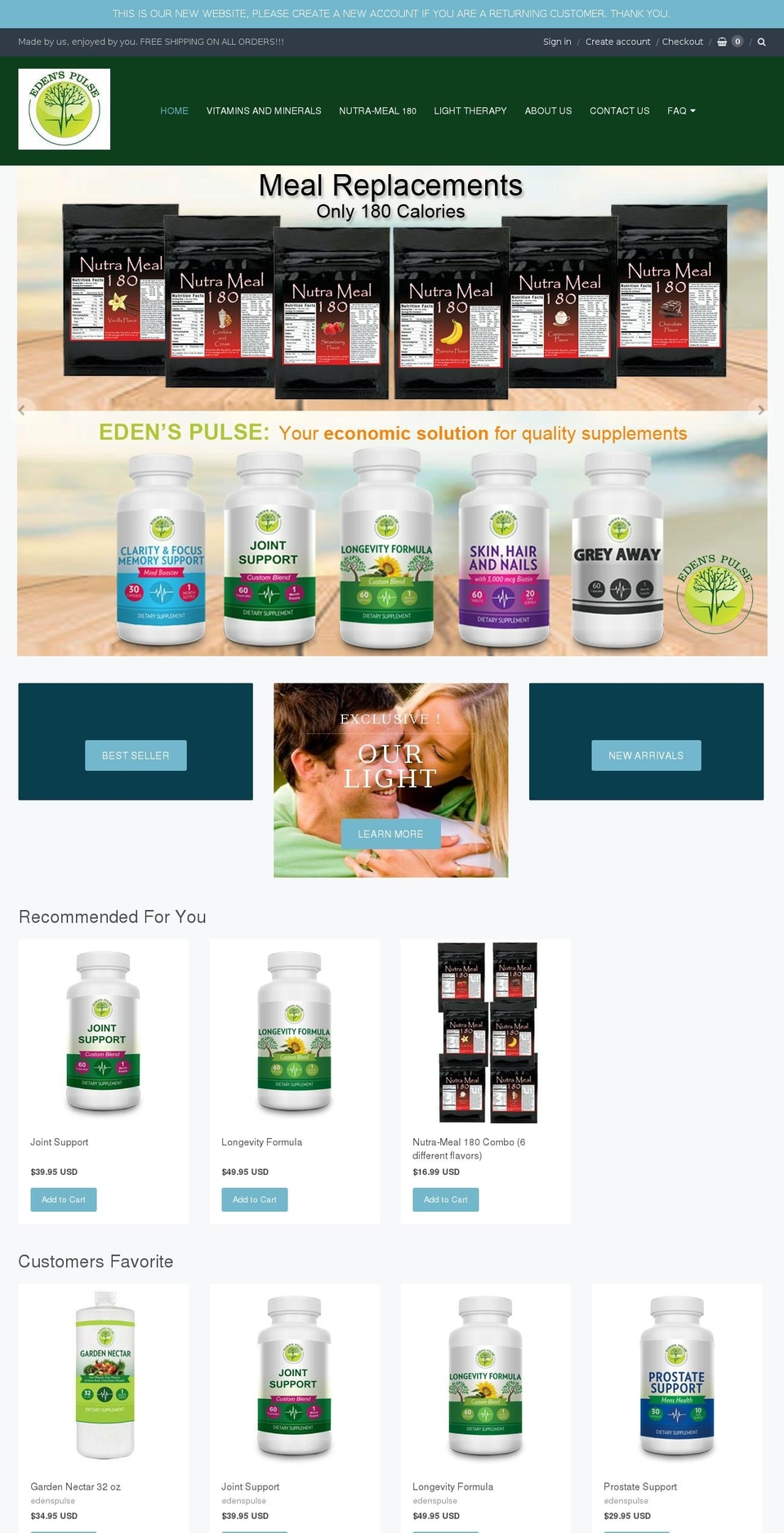 edenspulse.com shopify website screenshot