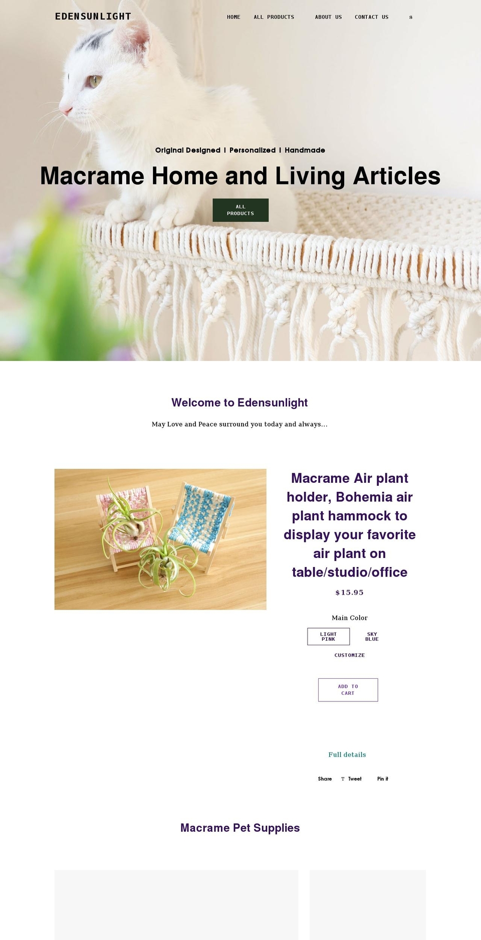 edensunlight.com shopify website screenshot